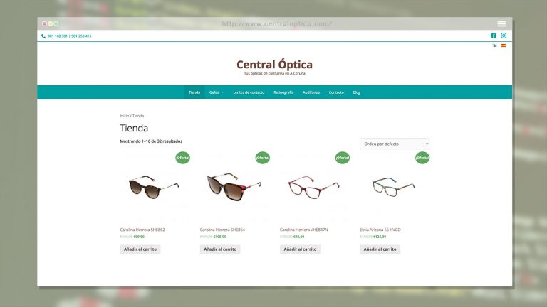 Tienda Online para centraloptica.com